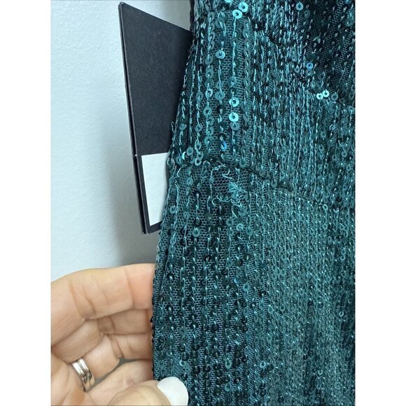 MAC DUGGAL Size 10 26730 Teal Green SEQUINED ONE SHOULDER CUT OUT GOWN Dress New - Picture 9 of 13
